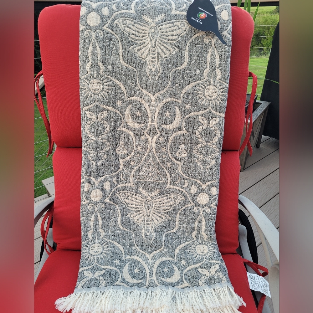 Gray and Cream Patterned Gothic Halloween Throw Blanket